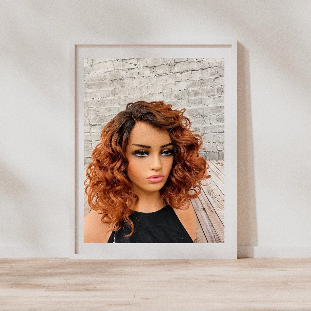 Allure rooted copper auburn human hair blend lace front wig nwt